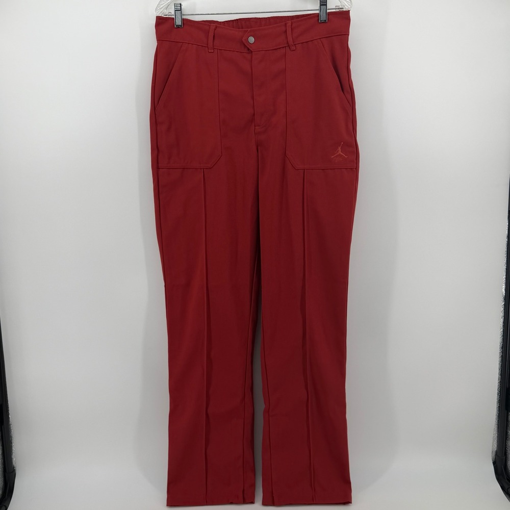 Jordan Flight Mens Red Twill Straight Leg Pants Size Medium Tall Jumpman Logo